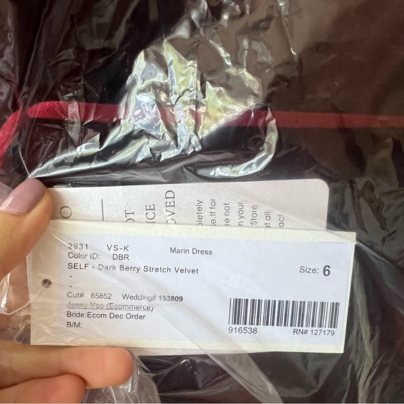 NWT Jenny Yoo Marin dark berry maxi dress gown wrap deep v-neck size 6 - Picture 7 of 7